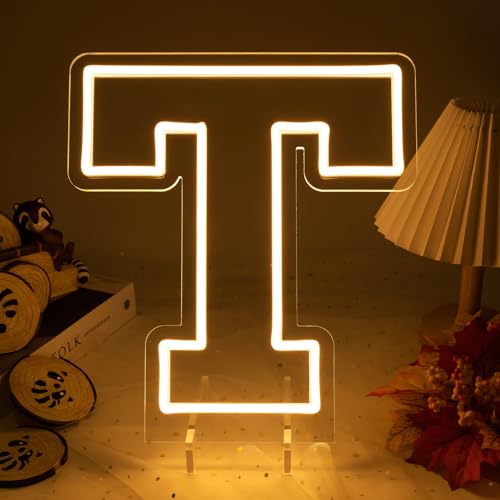 Image of Light Up Letters T, Led Marquee Letter Lights Neon Sign, 13.9 inch Height Decorative Lighted Alphabet Number, Battery /USB Powered Led Letters Lights for Wedding, Birthday, Party, Christmas or Home Decor