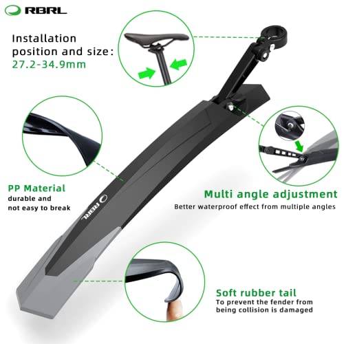 RBRL Guardabarros Ajustable para Bicicleta Modelo Rl-890, Universal 24-29 Pulgadas para MTB y Ebike, Negro miniatura 4