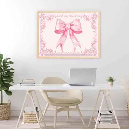 Image of ARPADAMO Diamond Art Kits for Adults,5D Pink Bow Diamond Painting DIY Aesthetic Wall Diamond Art Diamond Painting Kits for Adult,Round Full Drill Diamonds, Diamond Art Kits for Home Decor-12x16inch