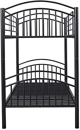Image of 3Ft Single Metal Bunk Bed Frame, 2-Storey 2 Sleepers Bed Frame Bunk Bed Bedroom Dorm Apartment For Adults Children Teenagers Twins(Black)(Glossy)