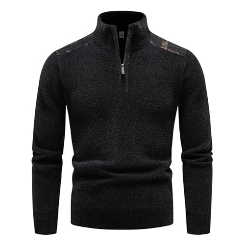 Men's Business Casual Knitwear Sweater Winter Thicker Warm Half Zipper Standing Neck Pullover Sweaters3