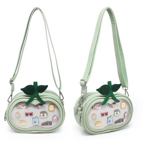 Kawaii PU Leather Ita Bag Y2k Shoulder Crossbody Bag Aesthetic Cute Cherry Sause Cute BagPin Display2