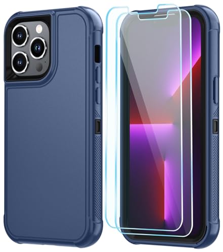 Image of SunStory Compatible with iPhone 13 Pro Max Case with HD Screen Protector, 3-Layer Heavy Duty Full-Body Cover,3 in 1 Hybrid Protective Case for iPhone 13 Pro Max 6.7 inch,Blue