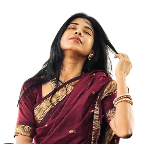 Image of DHIHA Gadwal Cotton Saree for Women | Pure Kalyani Cotton Saree with Zari Border Tassels & Blouse | Kanjivaram Linen Silk | Handloom Weave