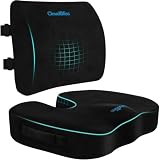 CloudBliss Ergonomic Seat Cushion & Lumbar Support Pillow Set, Black,Large