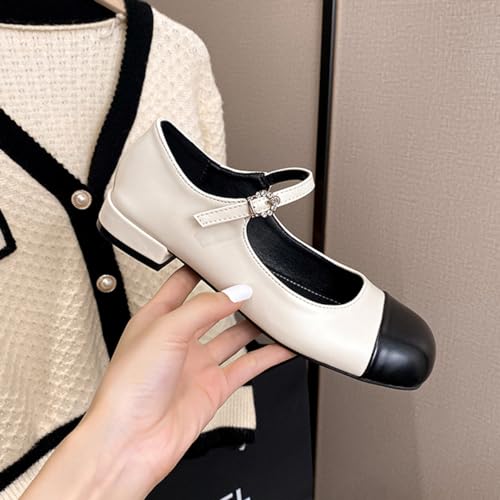MRKEWUNEY Elegant Mary Jane Shoes Women Chunky Block Low Heel Dress Shoes for Women4