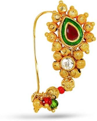 Traditional Big Size Maharashtrian Nose Ring with Piercing Nose Ring Gold Plated Nath For Women Girls-image-30