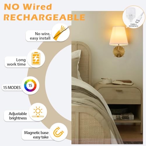 Image of PASSICA DECOR Bow Wireless Battery Operated Wall Sconce Set of 2, Rechargeable Dimmable LED Lights 2x6500mAh with 15 Colors,Remote Control,Bow Lamp for Girls Rooms,Bedroom Living Room