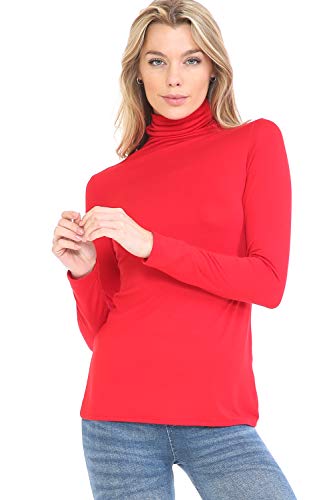 Image of Women's Lightweight Long Sleeve Turtleneck Top Pullover Sweater (S-3XL)