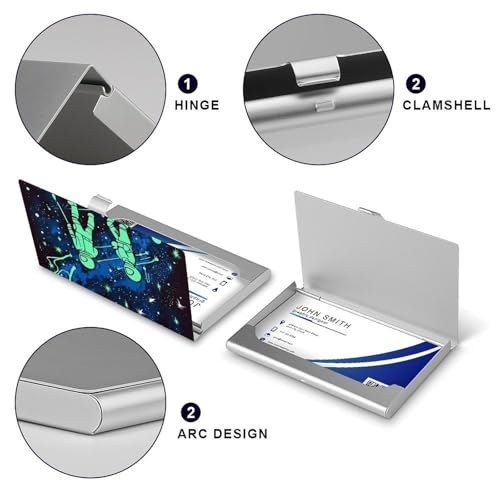 Metal Business Card Holder Ultra Slim - Glow In The Dark Professional Aluminum Alloy Card Case with Magnetic Closure, Compact ID Credit Card Organizer Wallet for Men Women4
