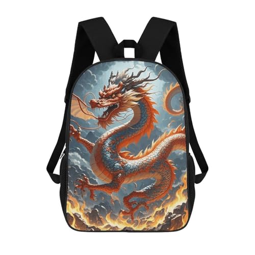 FekiLoot Fire Dragon �o�b�N�p�b�N ���b�v�g�b�v �R���s���[�^�[ �o�b�O ���[�W �g���x�� �o�b�N�p�b�N �J�X�^�� �v�����g �u�b�N�o�b�O �d�� �J�W���A�� �f�C�p�b�N