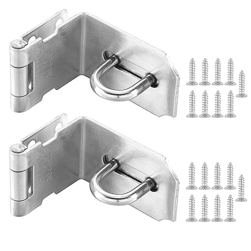 Image of 90 Degree Padlock Hasp Stainless Steel Security Door Latches Door Clasp Hasp Lock Right Angle Padlock Latch Extra Thick Door Gate Bolt Lock