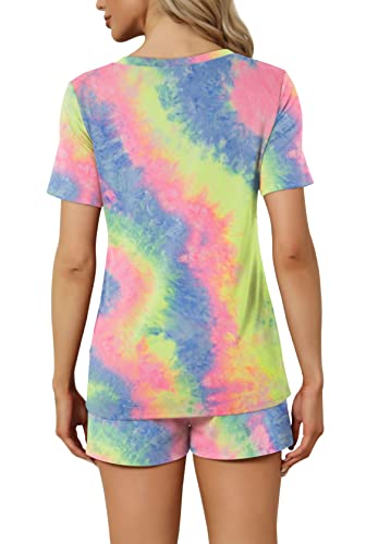 Image of RUBZOOF Women's Short Sleeve Pajama Sets with Pockets Casual V Neck 2 Piece Lounge Sets S-3XL