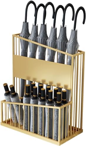 Metal Umbrella Stand 2 Tier Design Large Capacity Commercial Use Ideal for Hotels & Offices Entryway Umbrella Stylish & Storage Solution