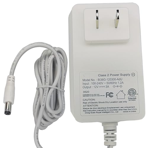 12V 3A AC/DC Adapter Compatible with Govee H6127 H6163 H604A B604A H6139 H6140 H6602 Minger H6127010 H61631A1 Ecolor MHH077 E0101 LED RGB Strip Lights BI36G-120300-AdU CW1203000US Power Supply Cord