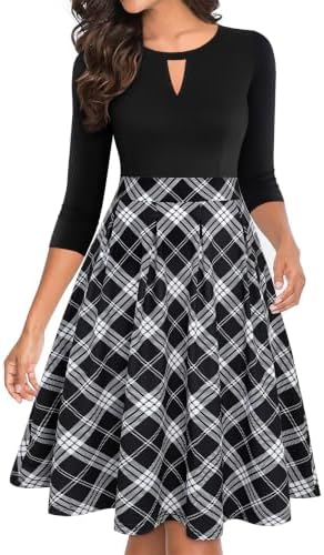YATHON Women's Vintage Floral A-Line Casual Party Dresses with Pockets