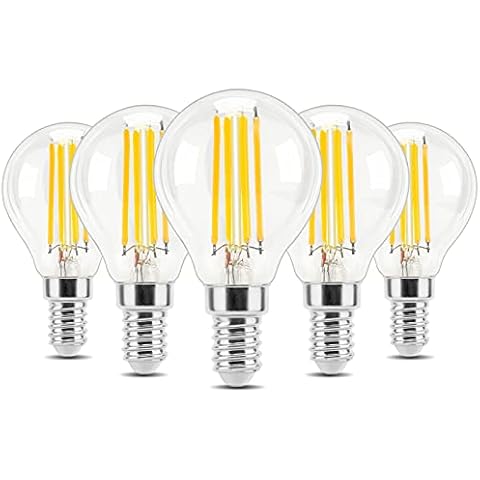 E14 LED Light Bulb, TopLeder G45 Golf Ball Small Edison Screw Bulb, 4W (Equivalent to 40W) 470LM, Warm White 2700K, Non-Dimmable, Mini Globe Clear LED Filament Bulb - Pack of 5 Cover