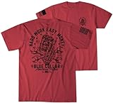 howitzer style - maglietta da uomo con scritta hard work military grunt mfg, rosso, xl