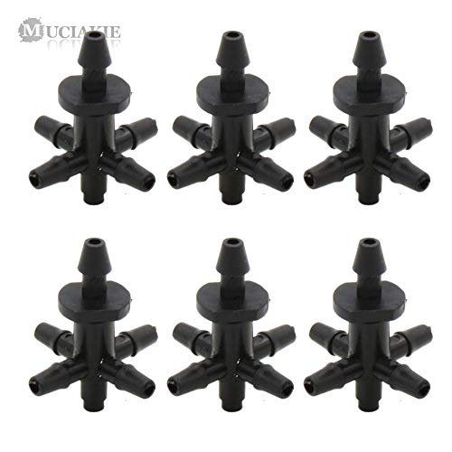 Kammas 50PCS 1/8'' Barb 5 Ways Cross Water Diverter Drip Irrigation Connecter 3/5mm Drip Arrow Adapter Garden Splitters