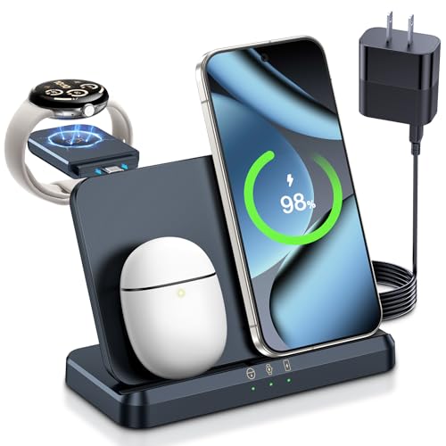 LK Wireless Charger for Google Pixel Watch, 3 in 1 Fast Charging Station Compatible with Pixel 10/10 Pro/10 Pro XL/9 Pro/9/Fold/8, Pixel Buds Pro 2, Watch 3/2 (Not for 4/1)
