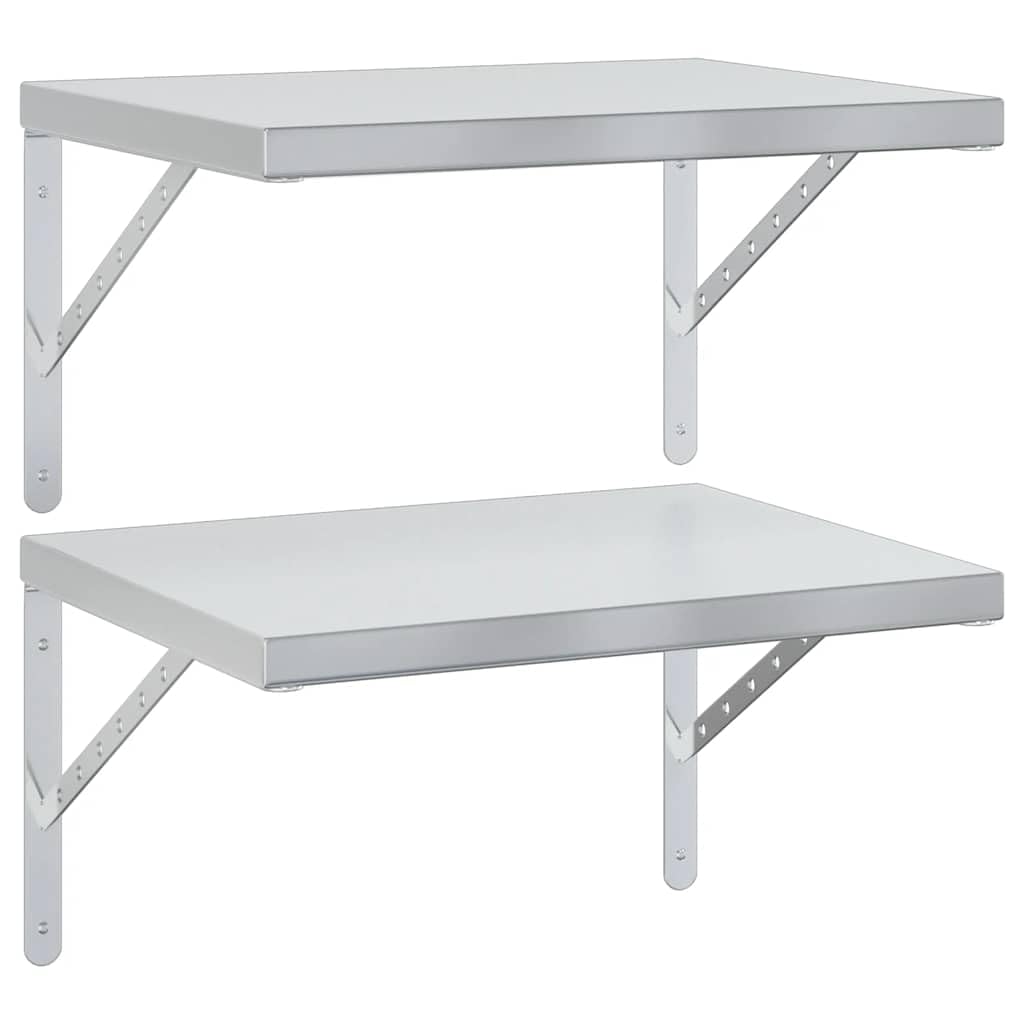 vidaXL Wandregale 2 STK. 50x40 cm Silbern Edelstahl