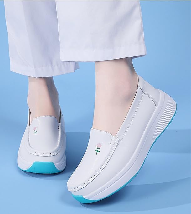 CROSSBABY Women's Slip on Lightweight Nursing Shoes Slip Resistant Comfortable Medical Work Shoes，Resistant Breathable Restaurant Food Service Leather Loafers - Image 5