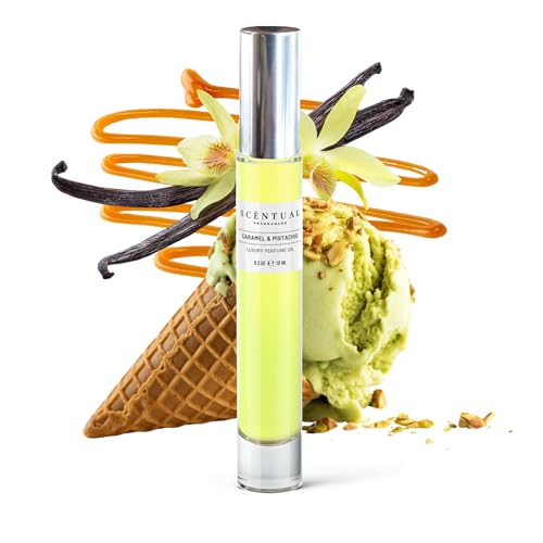 Luxury Perfume Oil, Ultra-Concentrated Women Roll-On Fragrance Oil, Long Lasting Rollerball Travel Mini Perfume, Vegan, Alcohol & Cruelty Free 10ml (Caramel & Pistachio)