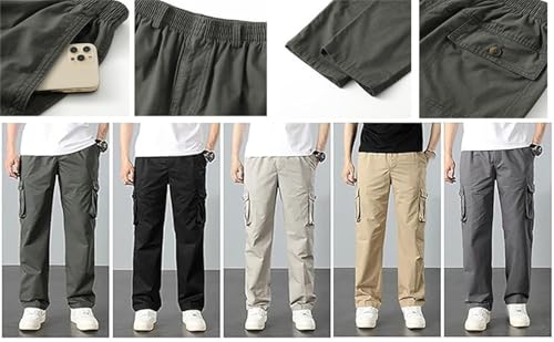 Adorlina Pants for Men Flexrover Ultra Comfort Flex Fit Multi-Pocket Durable Pants Casual Elastic Waist Tactical4