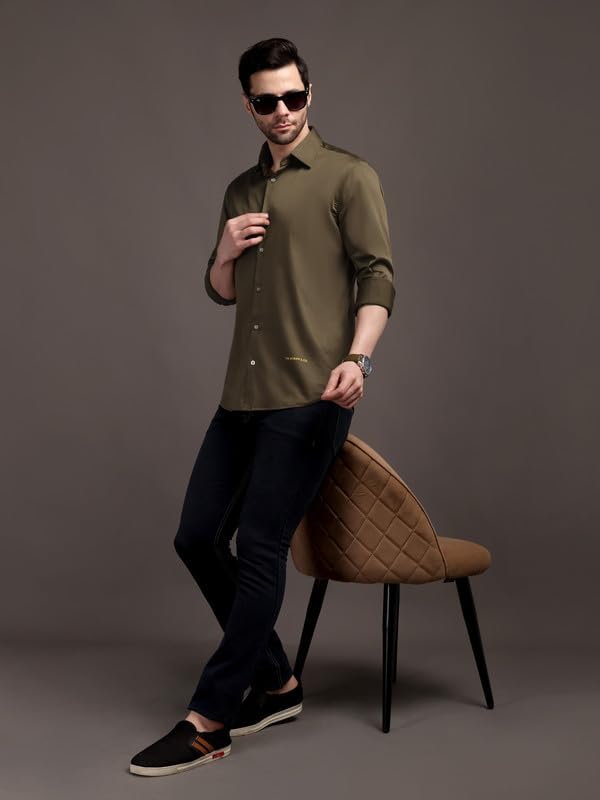 Image of The Stripp & Co Men's Full Sleeve Cotton Solid Shirt | Regular Fit Casual | Soft & Breathable Fabric | Button-Down Collared Formal,& Office Wear | Everyday Shirt | Sizes M to 2XL