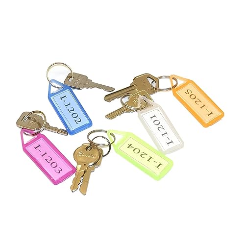 Image of 50 Pcs Key Tag Multicolor Plastic Keyring & Keychain with Name Tag Labels Assorted Keychain with Two Side Id Label and Split Ring for Office, Home Key