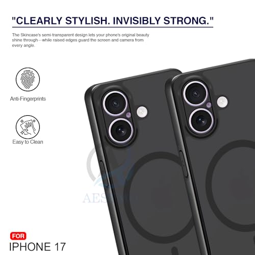 Image of AESTMO iPhone 17 Back Cover | 360 Protection | Matte Frosted Hard Back Translucent | Compatible with MagSafe Accessories (Blue)