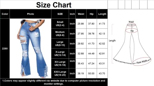 Skinny Ripped Bell Bottom Jeans for Women Classic High Waisted Flared Jean Pants3