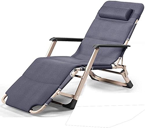 Sillón reclinable Plegable para Exterior, sillón de jardín, sillón ingrávido, Tumbona de Metal, Cama Solar Plegable, máximo 150 kg, Gris + Almohadilla de Cristal, Gris + Almohadilla de algodón (Gris)