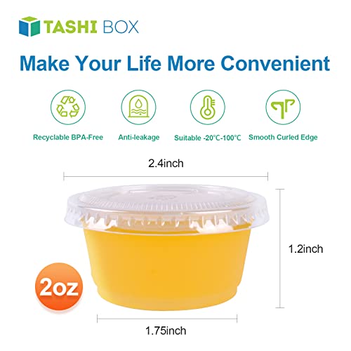 Tashibox 200 Pack Of 2-Ounce Disposable Plastic Jello Shot Cups With Lids, Souffle Portion Container, 2 Oz-200 Sets, Clear #TOP1