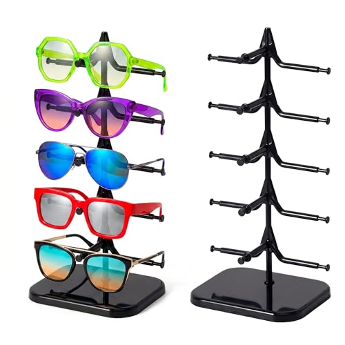 Zevmi 2 Stück Brillenhalter Brillenständer für 5 Brillen Rack: Brillenständer für Mehrere Brillen aus Acryl zur Aufbewahrung und Präsentation im Brillengeschäft oder Zuhause (Stil 2)