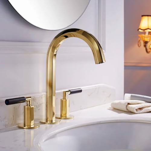 Grifo de lavabo bimando con latón moleteado para baños modernos 4