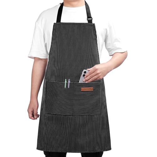 Image of Syntus Chef Apron for Men Women Kitchen Cooking Apron with Pockets, Adjustable Bib Aprons Stain Resistant