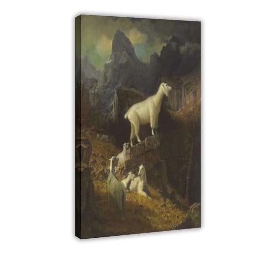 Impression toile chèvres montagnes Albert Bierstadt pour embellir un mur de bureau vide