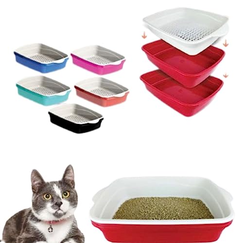 Banheira Gato Com Peneira Caixa de Areia Gatos Banheiro Inteligente 3 Peças Furba Grande (Rosa)