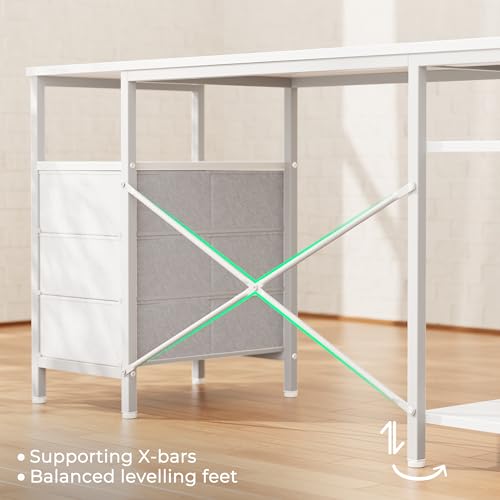 Huuger L Shaped Office Desk with Power Outlets & 3 Drawers by Huuger - Used condition - Image 9