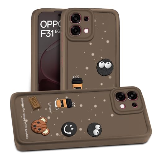Image of AESTMO Back Case Cover for Oppo F31 / F33 5G Cover | Cute Fun Cartoon 3D Ball | Coffee Silicone Case | Full Body Protection | Camera Protection Back Oppo F31 / F33 5G (Brown)