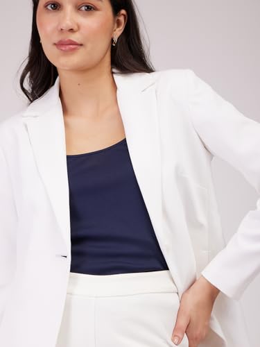 Image of FableStreet Women's Blazer | Tailored Fit Single-Breasted Design with Notch Lapel & Welt Pockets | Smooth Woven Texture for Work & Business Casual Wear