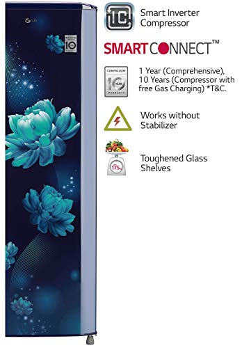 Image of LG 261 L 3 Star Direct-Cool Smart Inverter Compressor Single-Door Refrigerator (GL-B281BBCX, Blue Charm, Moist 'N' Fresh, 2023 Model)