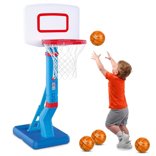 Tapvai Canasta Baloncesto Infantil, Altura Ajustable 70-138 CM, Portátil con Base Ponderada, para Niños de 3 A 8 Años, Interior Y Exterior, Canasta de Baloncesto para Juguetes de Habitación