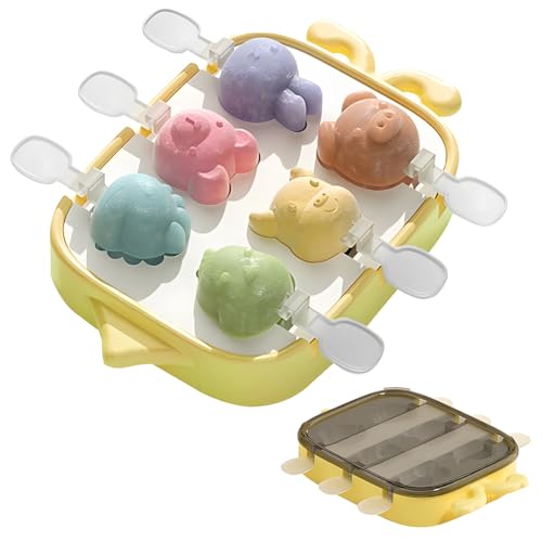 Stampi per Ghiaccioli, 6 Cavità Stampi per Ghiaccioli con Coperchio, Formine Ghiaccioli Riutilizzabili, Stecco per Congelare il Gelato al Cioccolato Fai da te, per Bambini Adulti