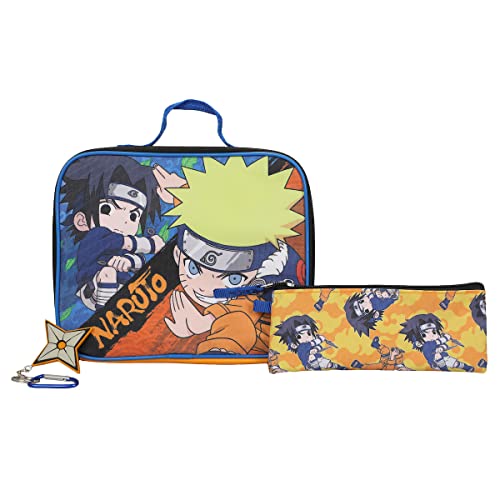Bioworld Naruto Classic Sasuke Vs Naruto 16" Youth 5-Piece Backpack Set #TOP4