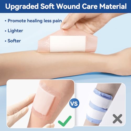 Image of Dimora Silicone Ultra Absorbent Dressing Pads - Adhesive Wound Bandage with Gentle Border, Waterproof Soft Gauze for Post Surgical and Bed Sore Exudate Management 4 inchX 8 inch 10 Count