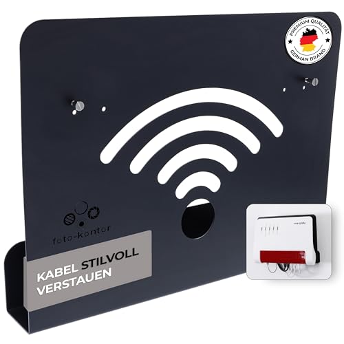 Imagen de foto-kontor Soporte de pared compatible con AVM FRITZBox módem router con gestión de cables 7590 7590 AX 6660 Cable 7530 5530 8850 6850 6660 6890 7490 negro