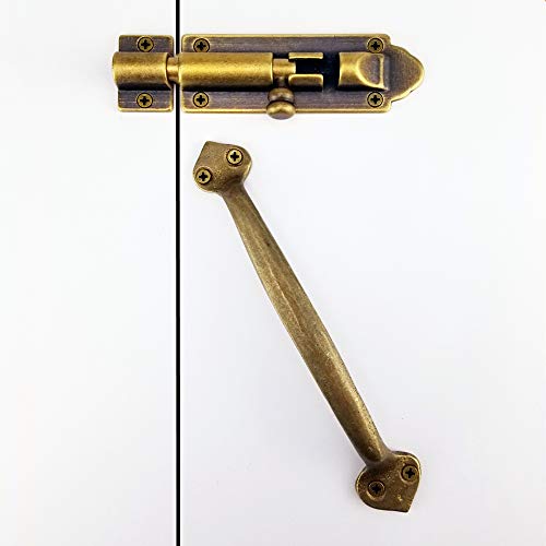 Runningfish Solid Cast Brass Barrel Bolt, Antique Brass Door Slide Latch Lock, Heavy Duty Gate Sliding Bolt Latch #TOP6