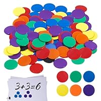 Counters For Maths,200Pcs Colored Counters,Plastic Counters,Counter Bingo Chips,6 Colours Plastic Tokens Coins,Double Sided Counters for Kids Children Math Learning Resources Party Games Tokens